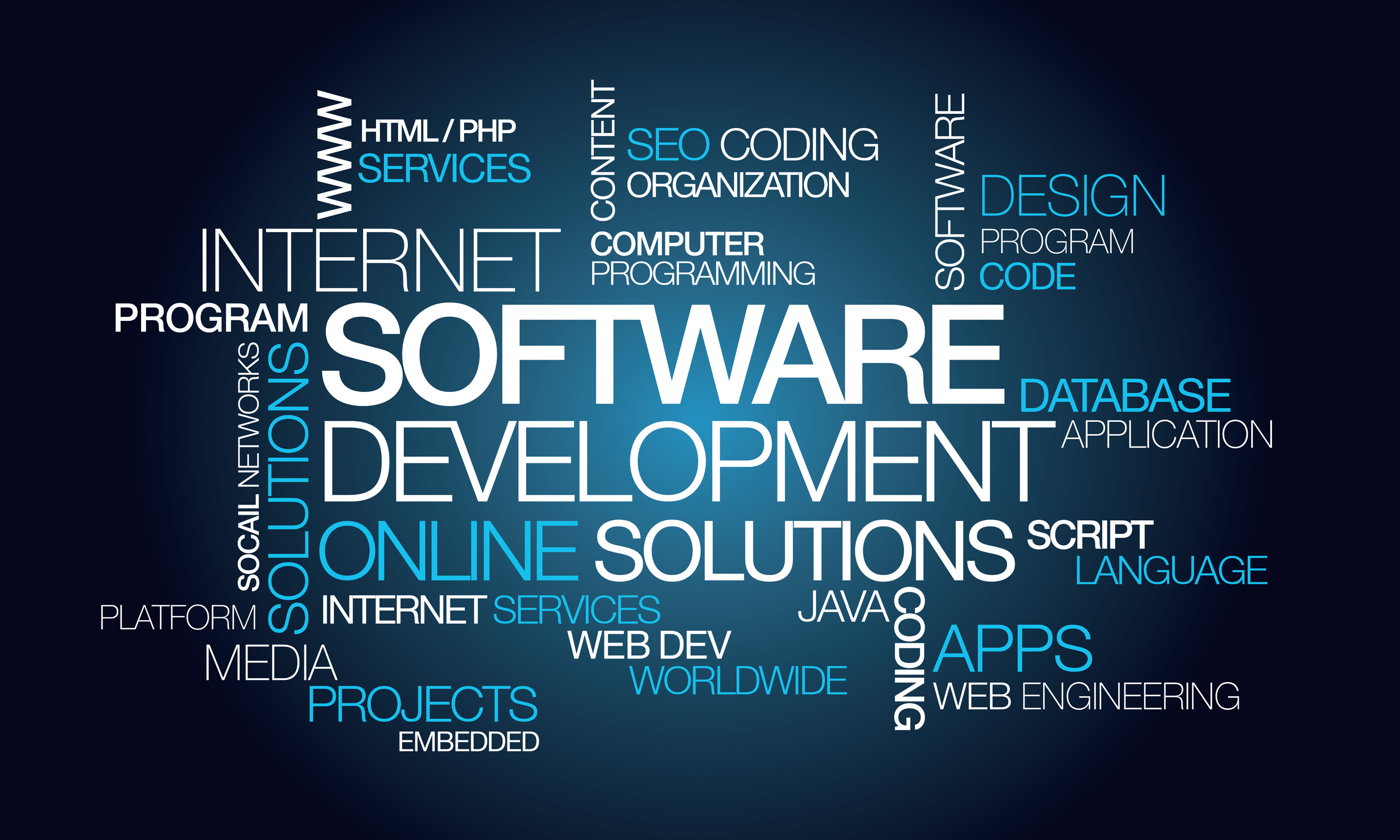 Software development apps computer programming word tag cloud